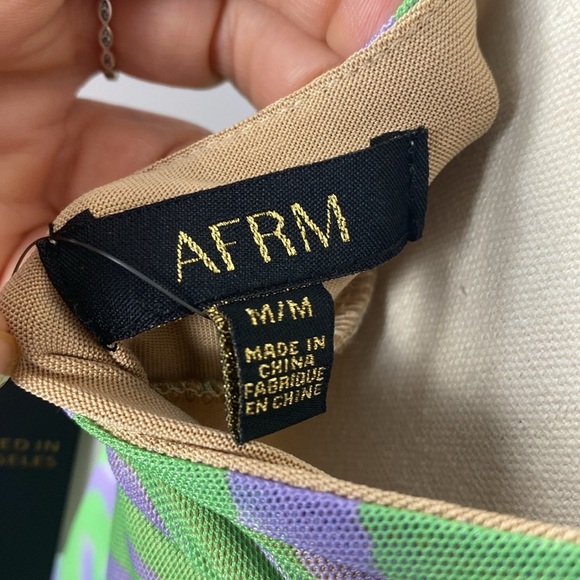 AFRM Kalina Halter Top Dress Green Purple Zebra size medium - Picture 12 of 15